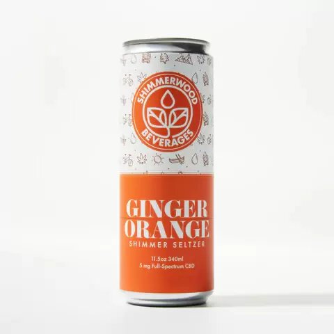 Shimmerwood Beverages 5mg CBD Seltzer Ginger Orange