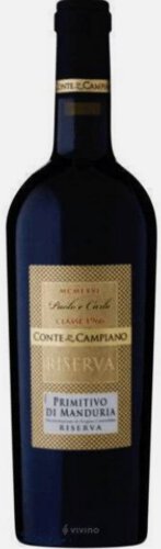 Paolo E Carlo Conte De Campiano Primitivo Riserva 2019