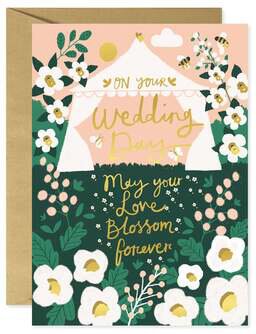 Backyard Wedding Tent and Flowers Card