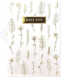 Miss You Card Doodle Flowers