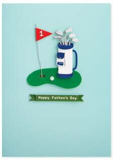 Golf Caddy and Flag Father's Day Card
