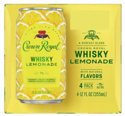 Crown Royal Whiskey & Lemon 355ml 4-Pack, CANS
