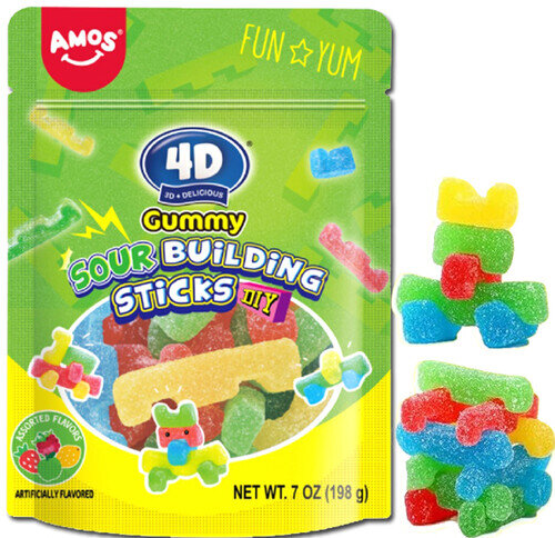 4d Gummy Sour Building Sticks