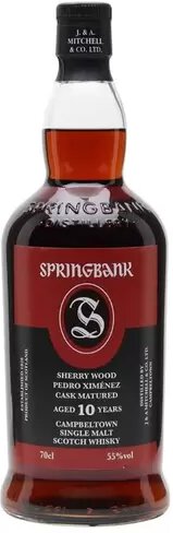 Springbank 10 Year Old Campbeltown Sherry Wood Pedro Ximénez Cask Matured Single Malt Scotch Whisky