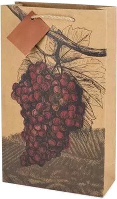 Illustrated Grapes Double Bottle Wine Bag