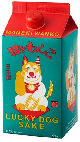 Maneki Wanko Lucky Dog Genshu Sake Japan Carton