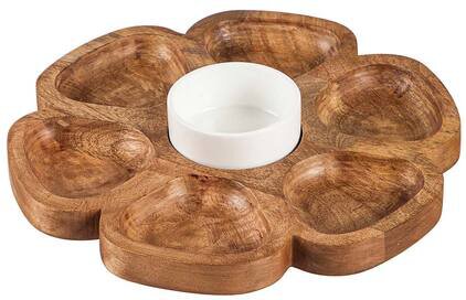 Wood Flower Board With Dip Bowl