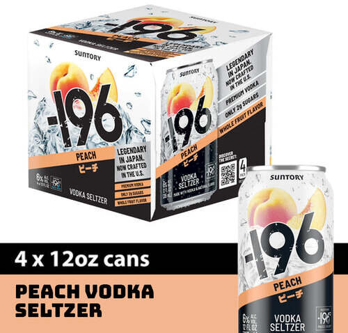 -196 Peach Vodka Seltzer 4Pk Cans