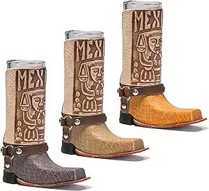 Mexican Leather Mini Texan Boot Tequila Shot - Original Artisan Bota Texana para Tequila 1 pc (Assorted Colors)
