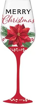 Stemmed Wine Glass W Splash Of Christmas Spirit