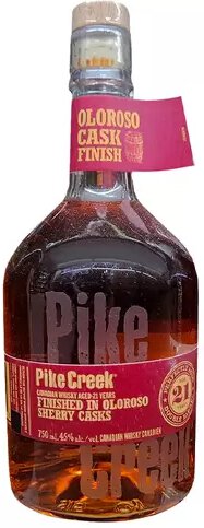 Pike Creek 21 Year Finished In Oloroso Sherry Cask Canadian Whiskey 750ml.