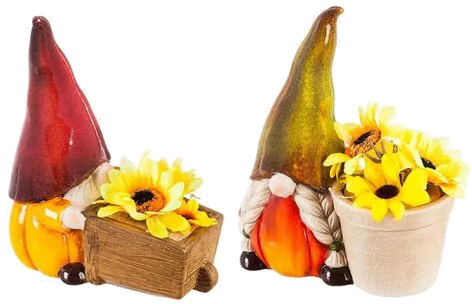 Led Terracotta Gnome With Sunflowers Assorted Styles