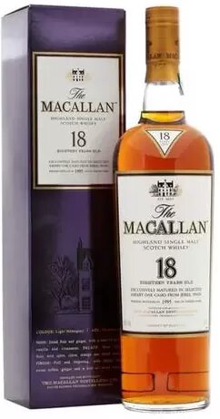 The Macallan 18 Year 1995 Sherry Oak Single Malt Scotch Whisky 750ml.