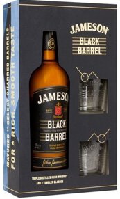 Jameson Black Barrel Irish Whiskey With 2 Glasses Gift Set