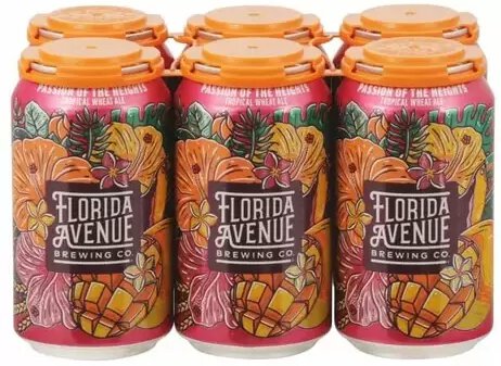 Florida Avenue Brewing Passion Of The Heights Hibiscus Wheat Ale 6 Pack Can