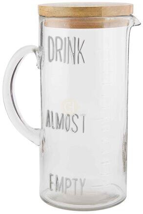 Glass Drink Pitcher Wood Lid