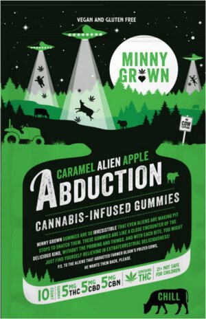 Minny Grown Alien Abduction Caramel Apple Gummies 5mg THC + 5mg CBD + 5mg CBN