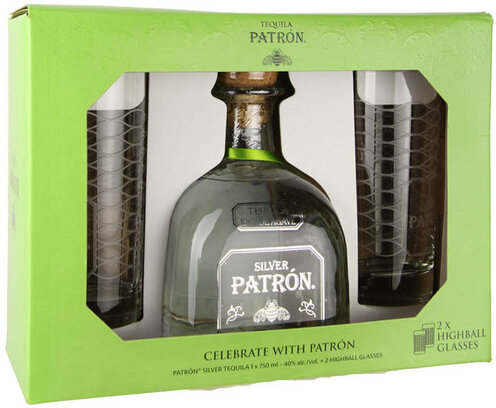 Patron Silver Tequila Gift Set With Glasses