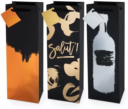 True Fabrications Metallic Brushstroke Wine Bag