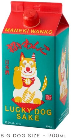 Maneki Wanko Lucky Dog Genshu Sake Japan Carton