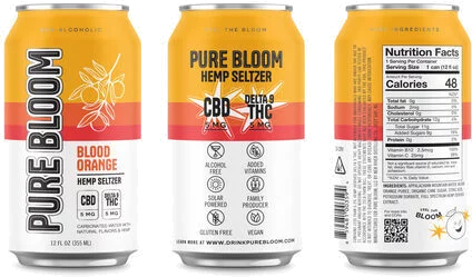 Pure Bloom Non-Alcoholic Blood Orange Hemp Seltzer Cans