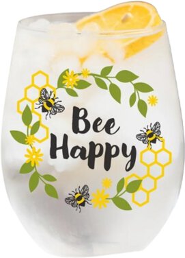 Bee Happy Stemless Glass Gift