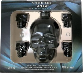 Crystal Head Onyx Blue Webber Agave Vodka With Shot Glasses