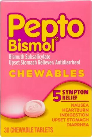 Pepto Bismol Original Chewables Symptom Relief 30 Ct