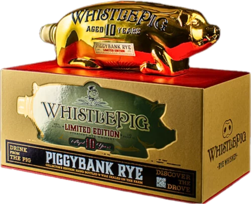WhistlePig 10Yr Limited Edition PiggyBank Rye Pure Gold Bottle