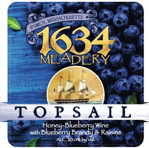 1634 Meadery Topsail Honey Blueberry Wine With Blueberry Brandy And Raisins