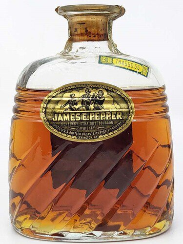 James E. Pepper Barrel Proof Bottled in Bond Kentucky Straight Bourbon Whiskey 4/5 Quart ( Late 1940s Bottling ) 750ml. 