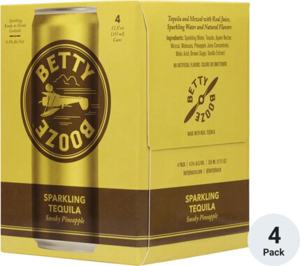 Betty Booze Cocktails Sparkling Tequila With Smoky Pineapple 4pk