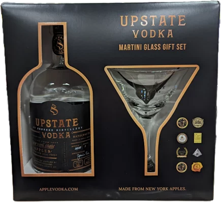 Upstate Vodka With Martini Glass Gift Set