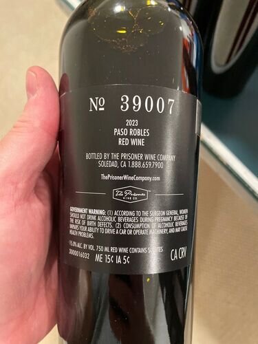 Prisoner No 39007 Red Blend .750l