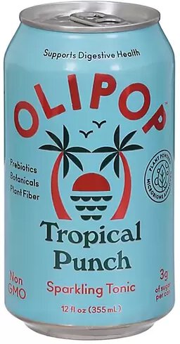 Olipop Sparkling Tonic Tropical Punch 12oz can