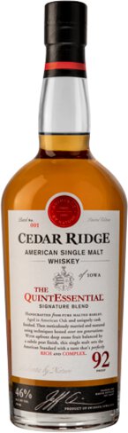Cedar Ridge The Quintessential Signature American Single Malt Whiskey