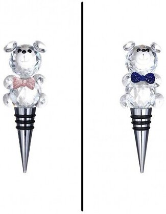 Wine Gallery Bottle Stopper Blue/Pink Bear