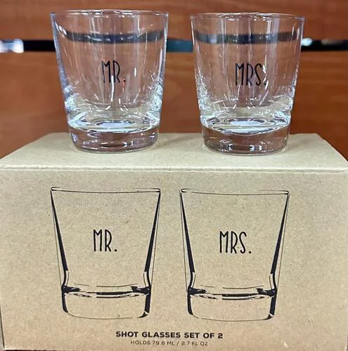 Be Our Guest Shot Glass Mr & Mrs 2pk