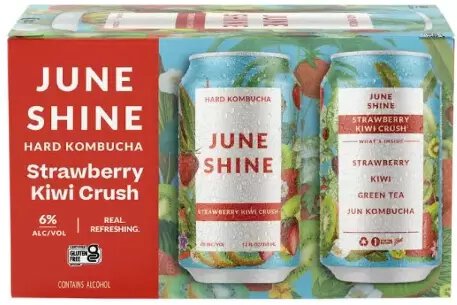 JuneShine Strawberry Kiwi Mint Hard Kombucha 6pk 6.0% ABV
