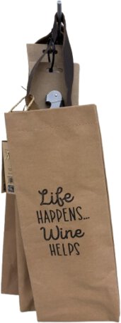Kraft Paper Wine Gift Bag With Corkscrew