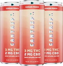 Cantrip Ginger Peach 3mg Thc & 2mg Cbd Seltzer Non Alcoholic