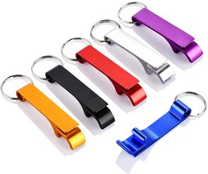 Bottle Opener Straight Key Chain Assorted Colors