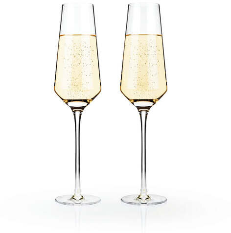 Viski Raye Crystal Champagne Flutes Set