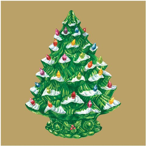 Hester & Cook Vintage Christmas Tree Cocktail Napkin Set Of