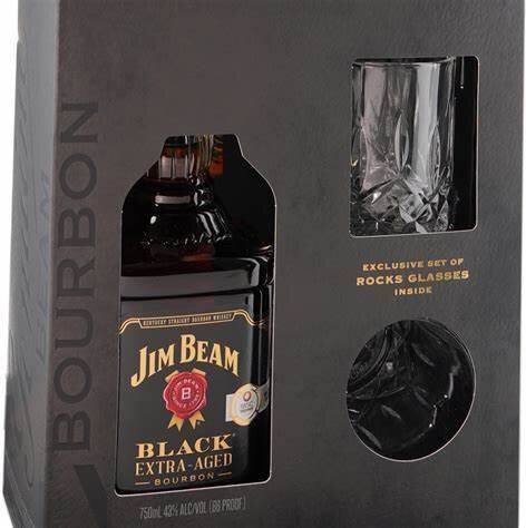 Jim Beam Extra Aged Bourbon Glass Gift Set