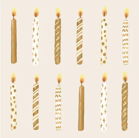Hester And Cook Gold Candles Cocktail Napkin Kp1505