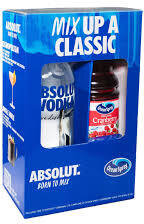ABSOLUT VODKA W GIFT SET/CRANBERRY JUICE