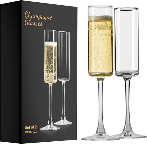 CRYSTAL FLUTE ELEGANTE CHAMPAGNE GLASS - 6 OZ