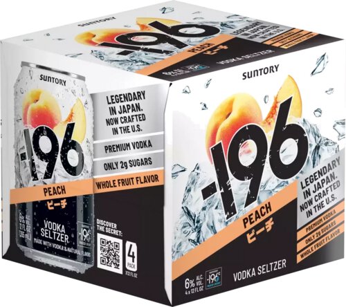 -196 Vodka Seltzer Peach 4 Pack 12oz Can