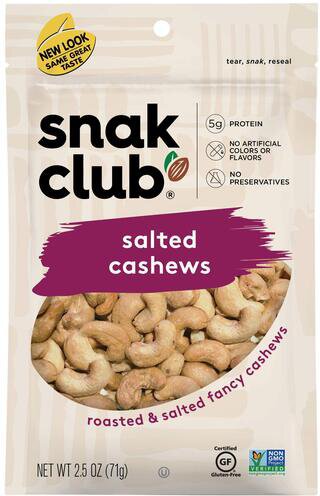 Snak Club Salted Cashews 2.5oz
